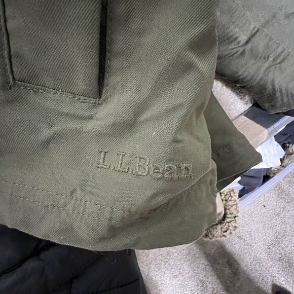 LL Bean Men's Thinsulate Winter Jacket Hooded Olive Green Outdoor Large 2010s - Picture 15 of 16